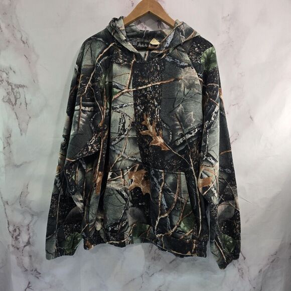 WFS Element Gear Hoodie Mens XL Camo Burly Gang Woodland Pullover Sweatshirt - Picture 1 of 14